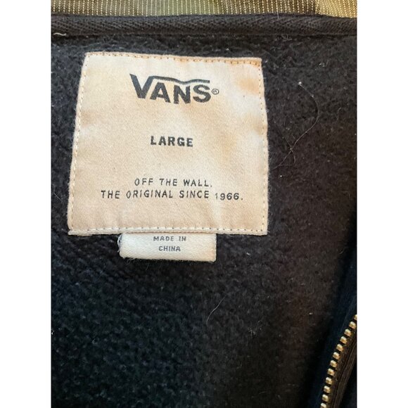 Vans Button Up Sweatshirt Hoodie with Camo lined hood Button Cuffs Pockets Large - Picture 3 of 7